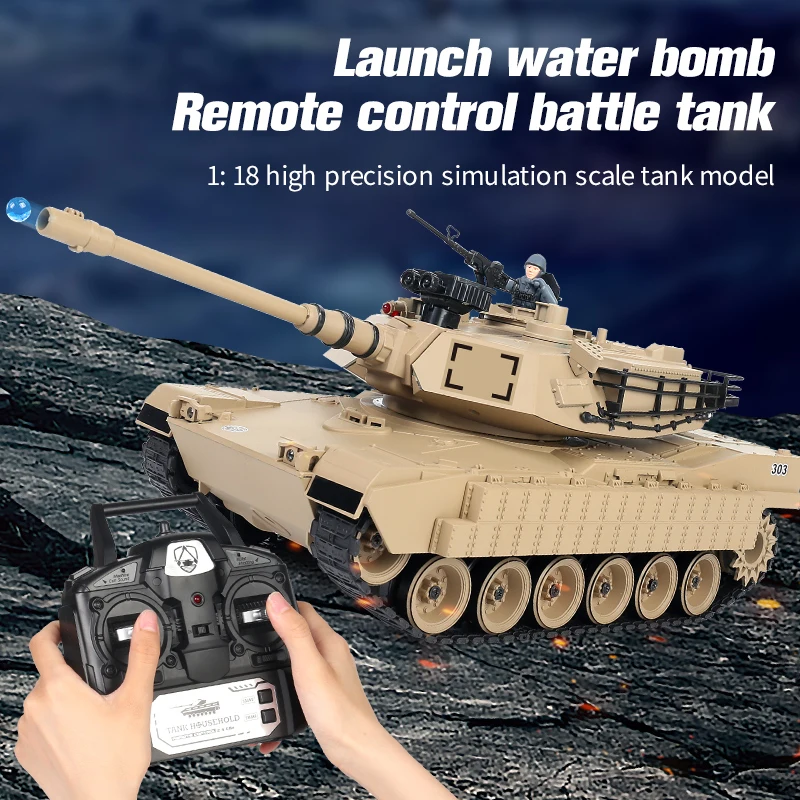 Coolbank 1/18 Skala launch water bomb RC Tank USA M1A2 Armia Czołg z efektami dźwiękowymi, że strzela Model czołgu Zabawka dla chłopca14+