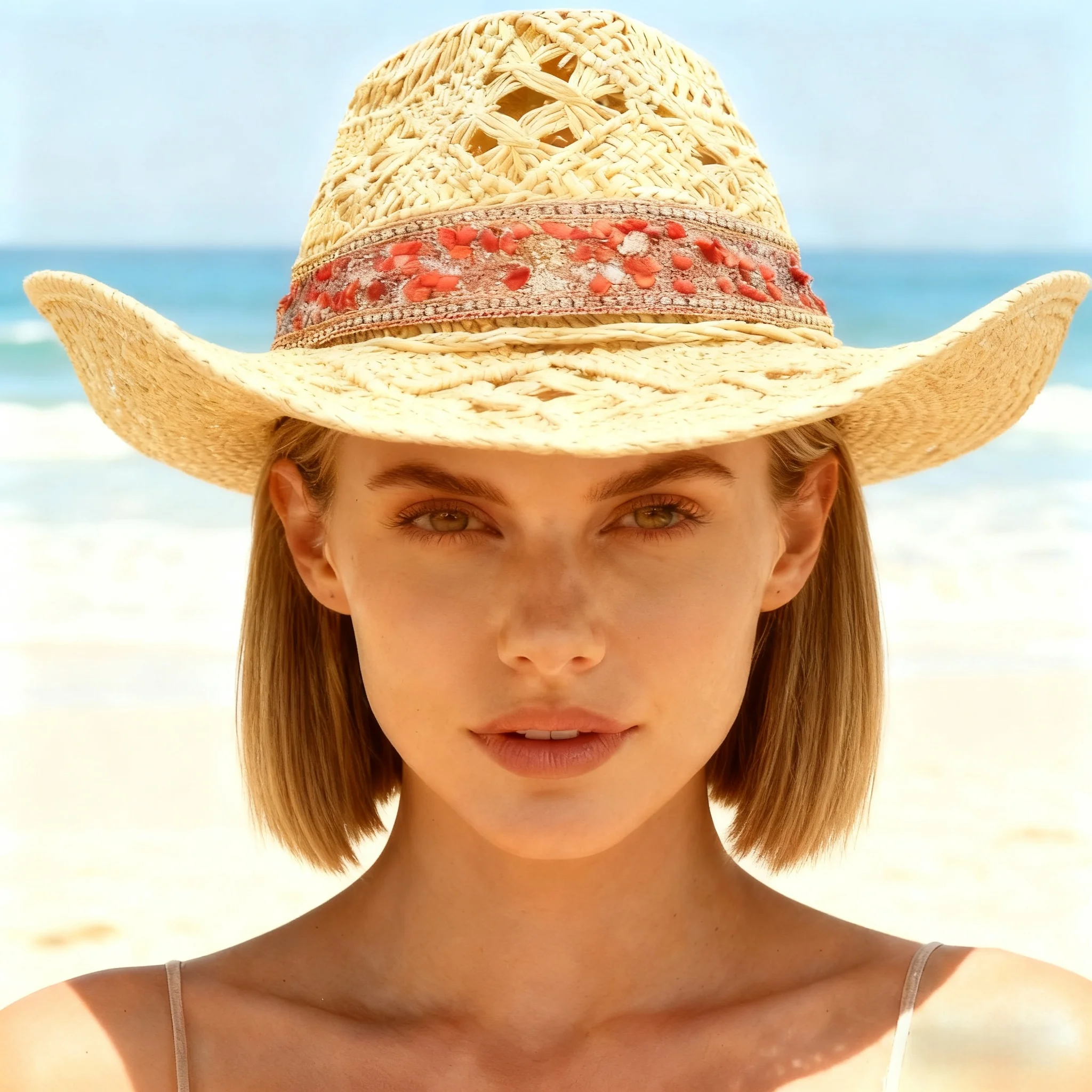 ラインストーンカウボーイハットわらサンハット女性男性用ビーチヴィンテージウエスタンカウガールパーティーサマーフェスティバルカントリーミュージックヘッドウェア