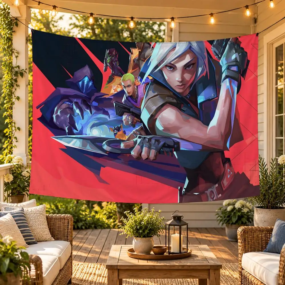 Game V-Valorant Flags Wide Fabric Wall Decor for Bedroom Dorm Gaming Room Garage Gift