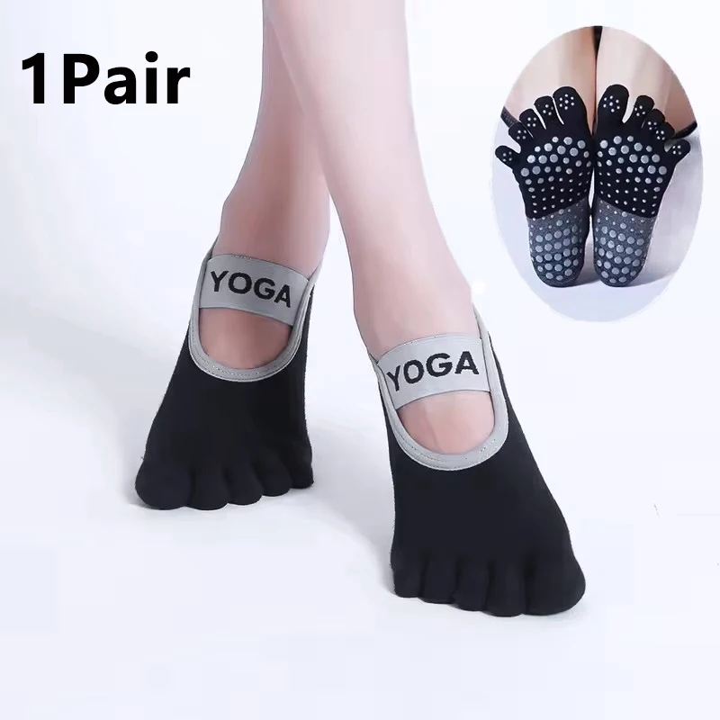 Rutschfeste Fünf-Finger-Pilates-Socken für Damen im Fitnessstudio, atmungsaktive Fitness-Baumwollsocken, Yoga-Socken, Sport-Ballettsocken
