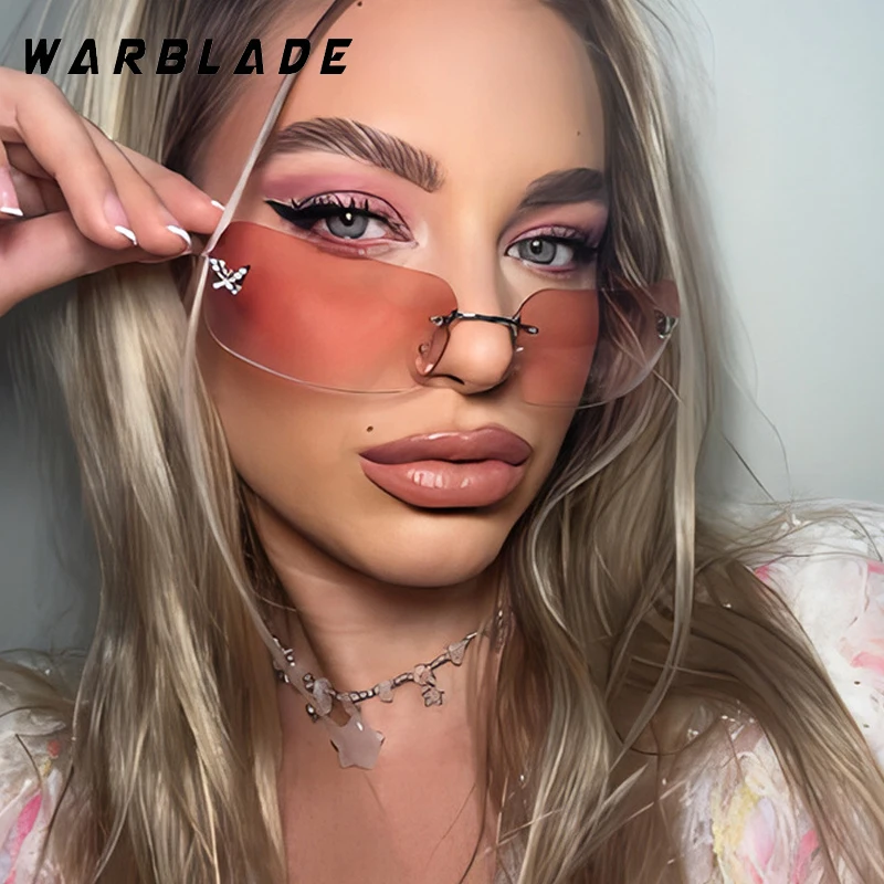 

Fashion Y2K Sunglasses Women Rimless Butterfly Decoration Shades Luxury Brand Design Vintage Traveling Sun Glasses Female UV400