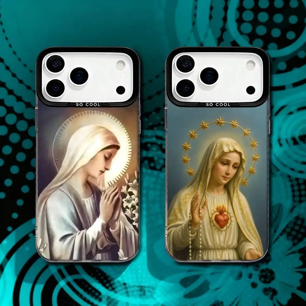 

Vergine Virgin Maria For iPhone 17,16,15,14,13,12,X,8,Pro,Max,Plus,SE4,Air,Mini Anti-Slip Black IMD Matte Case