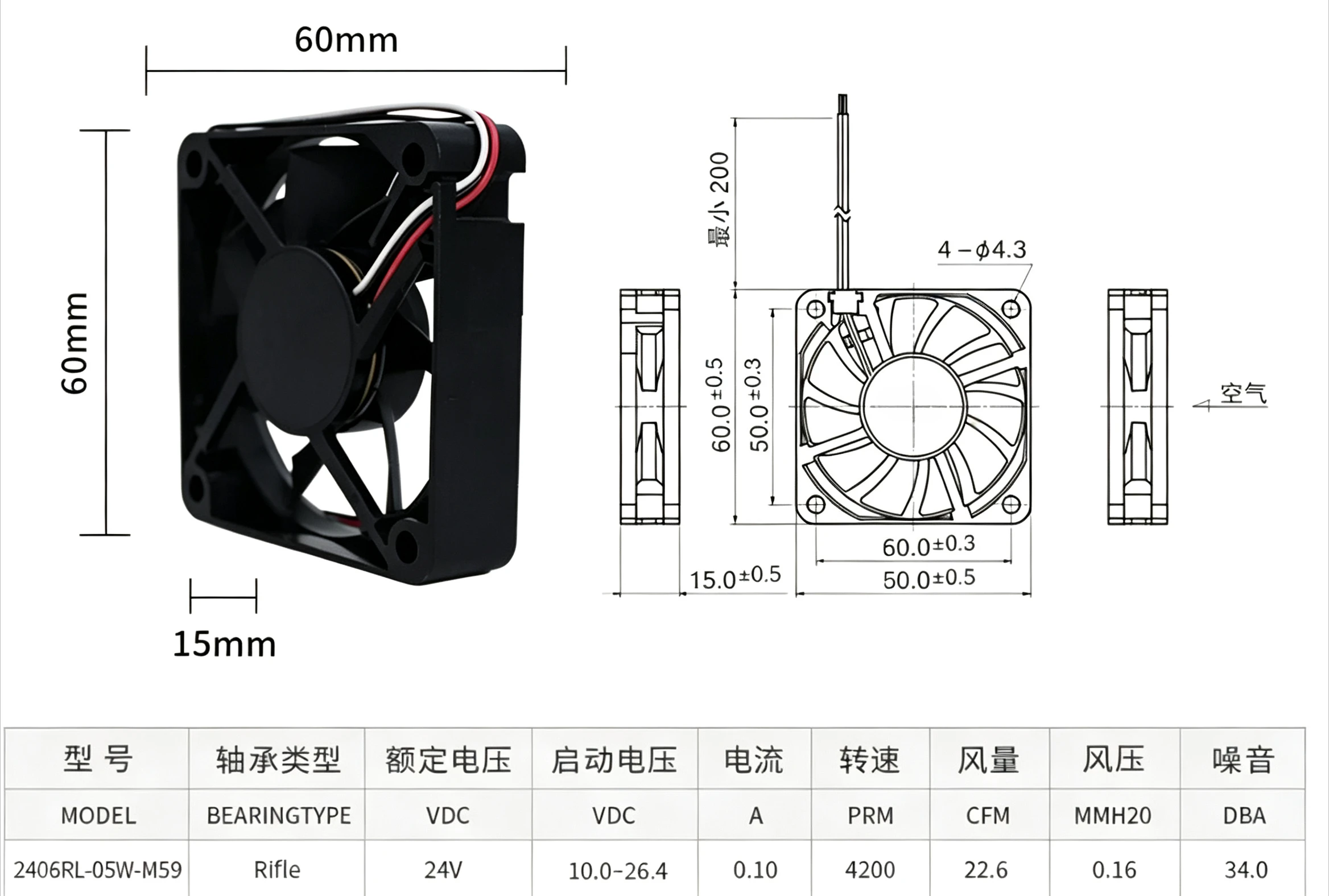 2PCS For NMB 2406RL-05W-M59 6015 6CM 24V Original 3 Wire Chassis Motherboard Inverter Cooling Fan
