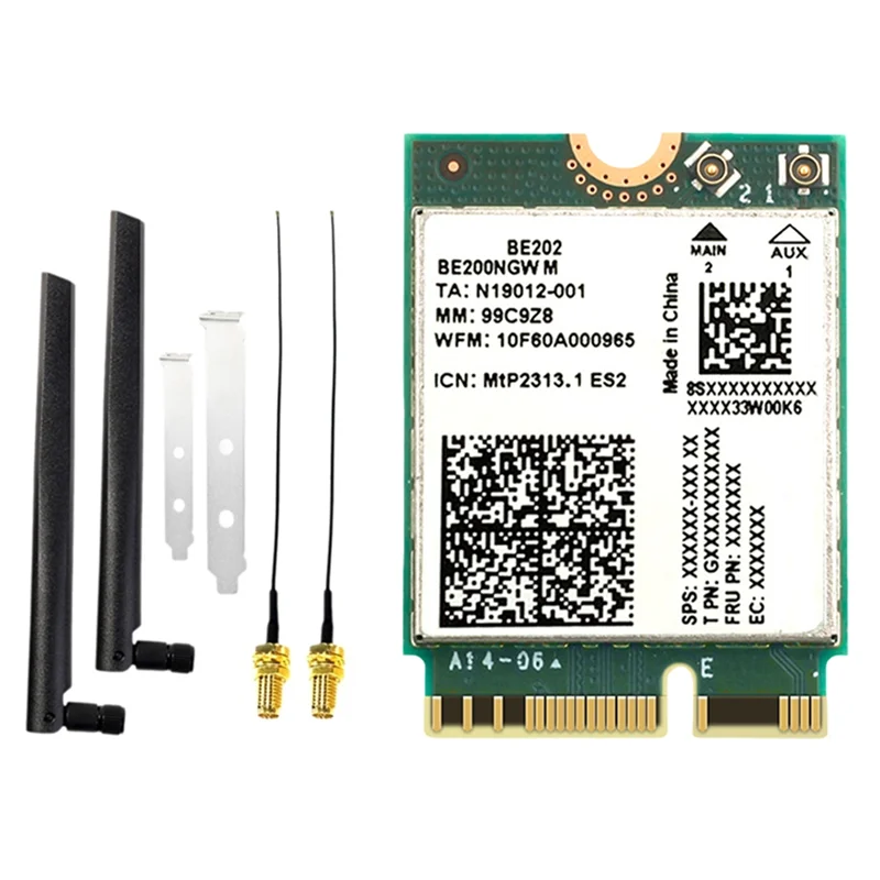 Tarjeta ABGI-BE202 Wifi7 + antena 2X8db 2,4/5/6G triple banda 5374M tarjeta Wifi Gigabit Bluetooth 5,4