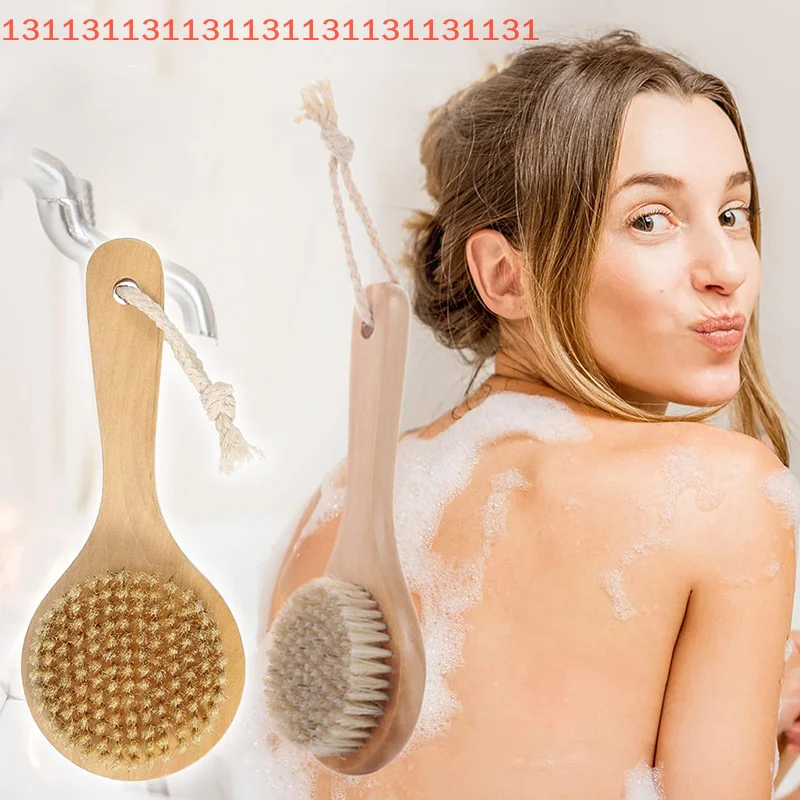 

1 шт. Деревянная массажная щетка для тела с натуральной щетиной, мягкая щетка для душа и ванны, для ухода за кожей для женщин и мужчин