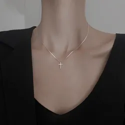 Trendy 925 Sterling Silver Cross Pendants Necklace For Women Vintage Gothic Cross Necklace Chain Jewelry Gift