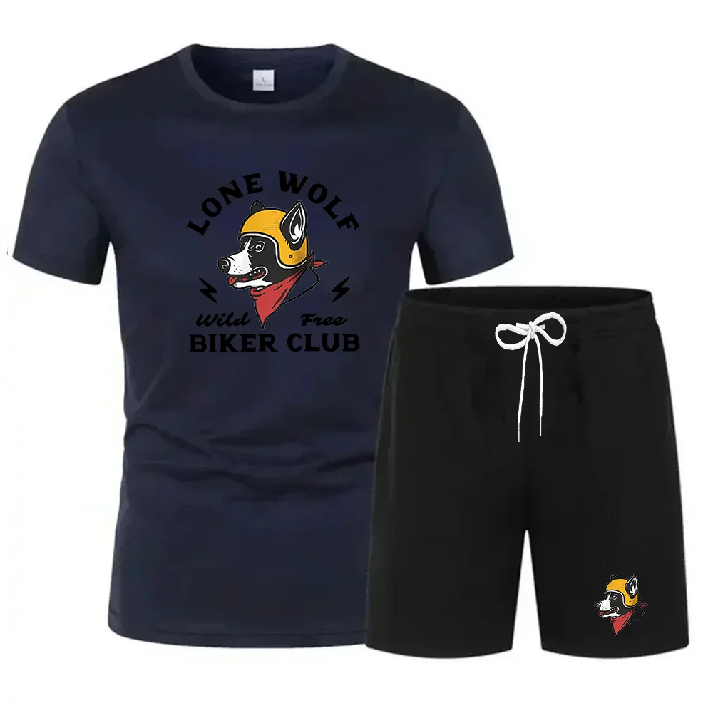 Summer 2025 Men's Casual Cotton T-irt And orts Set ort Sve Loose Fit round Color Youth Faion