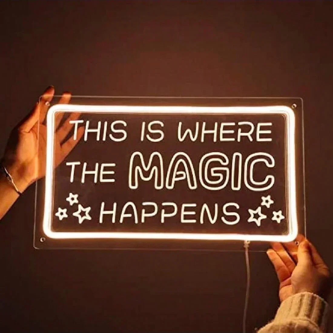 This Is Where The Magic Happens Neon Sign LED Dimmable USB Wall Light for Creative Studio Kids Room Study Office Classroom Decor