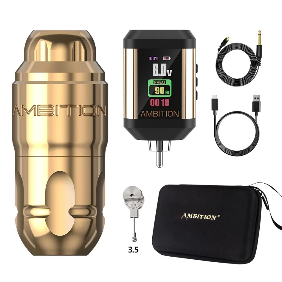 ماكينة رسم الوشم التجميلي اللاسلكية مع مصدر طاقة كورال 2200 مللي أمبير في الساعة لفناني الوشم المحترفين، شريط محرك مستقيم مدمج Desi #2