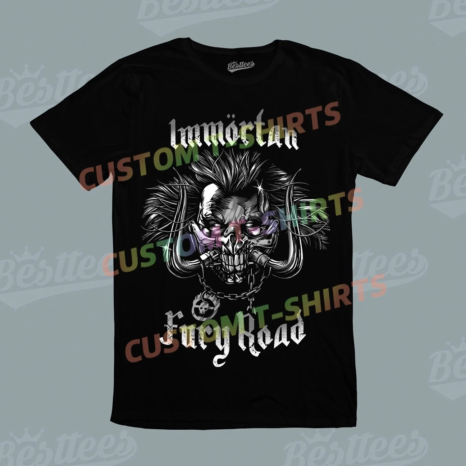 

Mad Max Fury Road Movies Immortan Joe head Band Motor Heavy Metal Tee T-Shirt