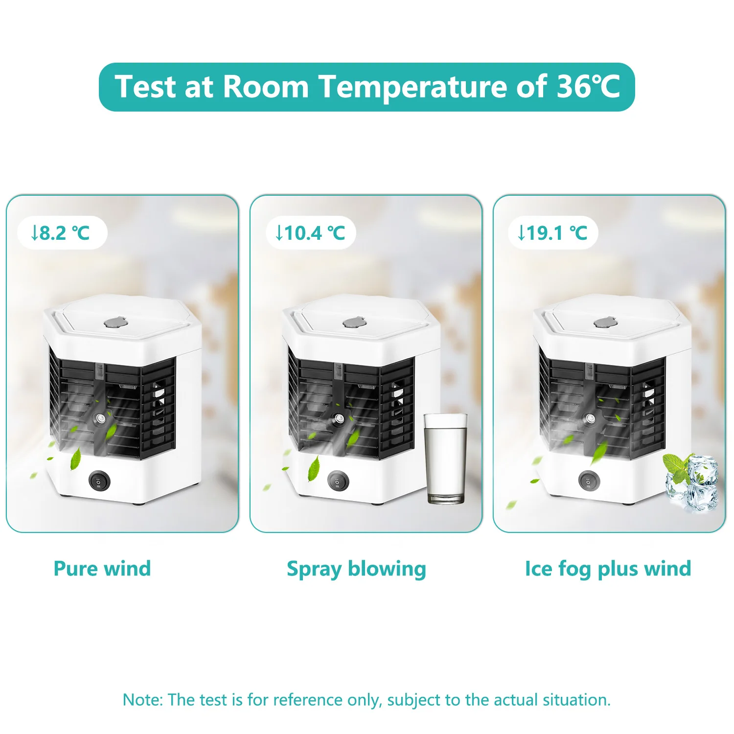 3 in 1 Portable Air Conditioner, Humidifier and Fan - with USB Charging, Suitable for Home and Office Use, Great for cooling, humidifying and air purification in home and office, Portable Air Conditioner view 3