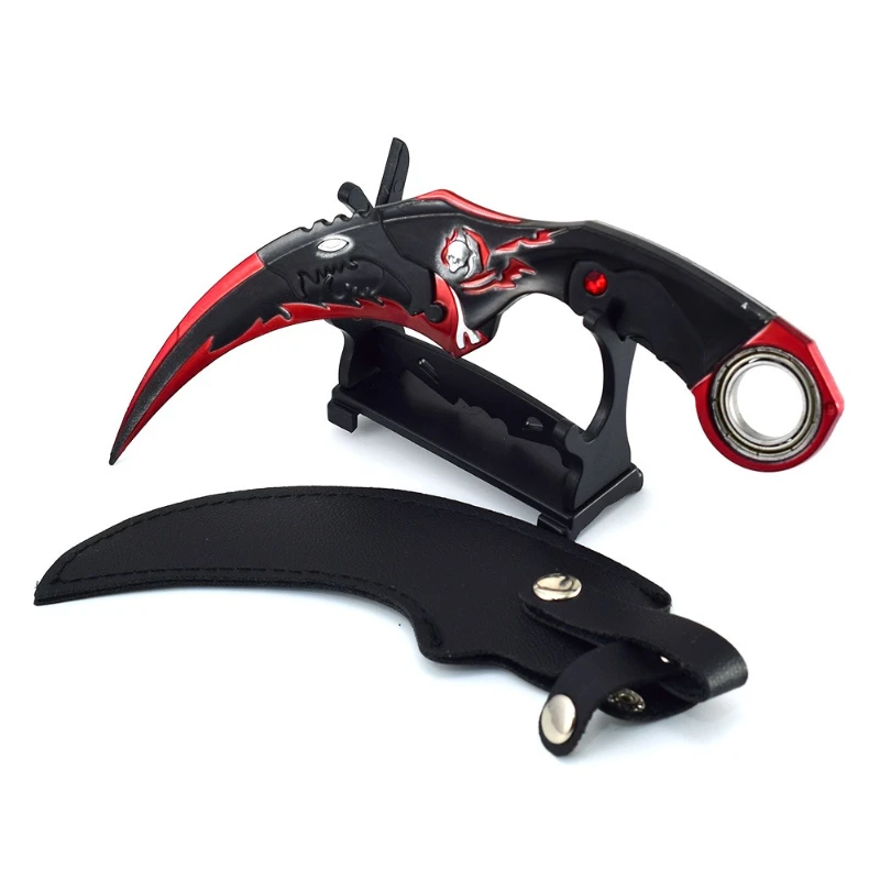 18 cm Draak Karambit Draaibare Legering Ambachtelijke Model Donkere Maan Dubbele Doorn Klauw Mes Gouden Draak wapens Training Messen Speelgoed jongen
