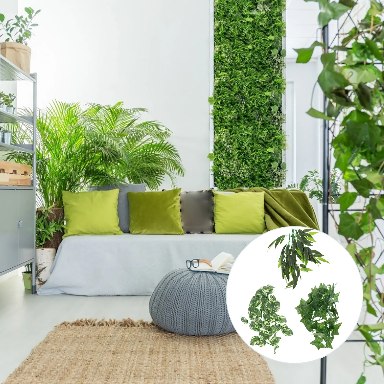 3Pcs Realistic Artificial Vine Plants for Reptile Tank Decoration Safe Non-Toxic Plastic with Suction Cup for Lizards Geckos