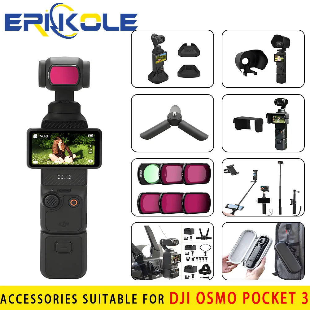 

For DJI Osmo Pocket 3 Accessories Kit Set, Pocket 3 Expansion Adapter Selfie Stick Tripod etc - Compatibility: Osmo Pocket 3