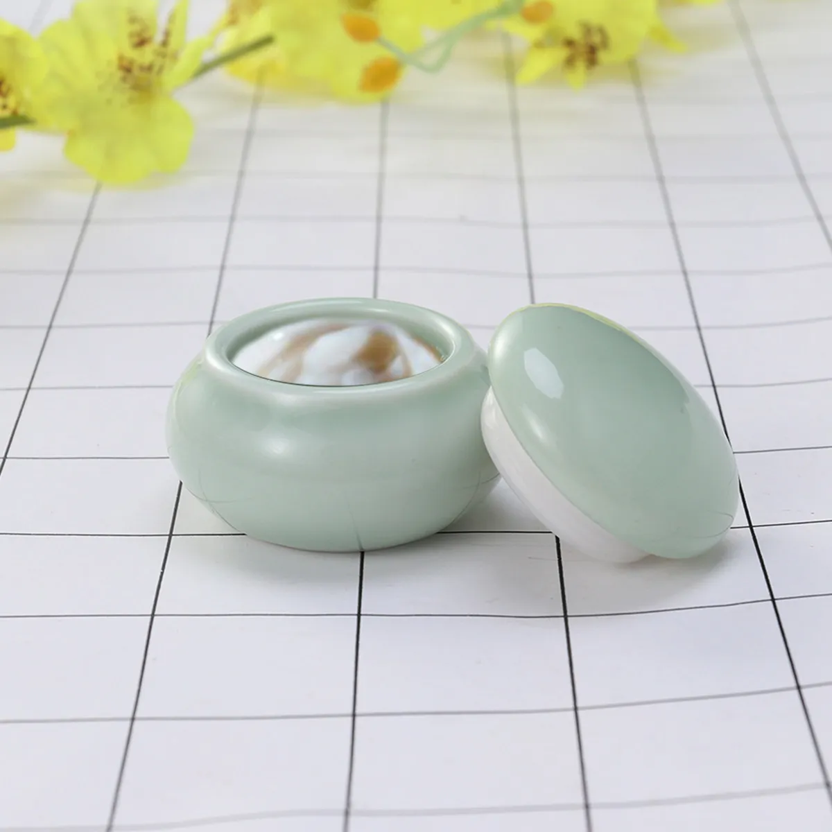 Mini Ceramics Storage Bottle Cyan-Blue Small Portable Travel Sealed Makeup Cream Rouge Container Tea Leaf Coffee Storage Tank