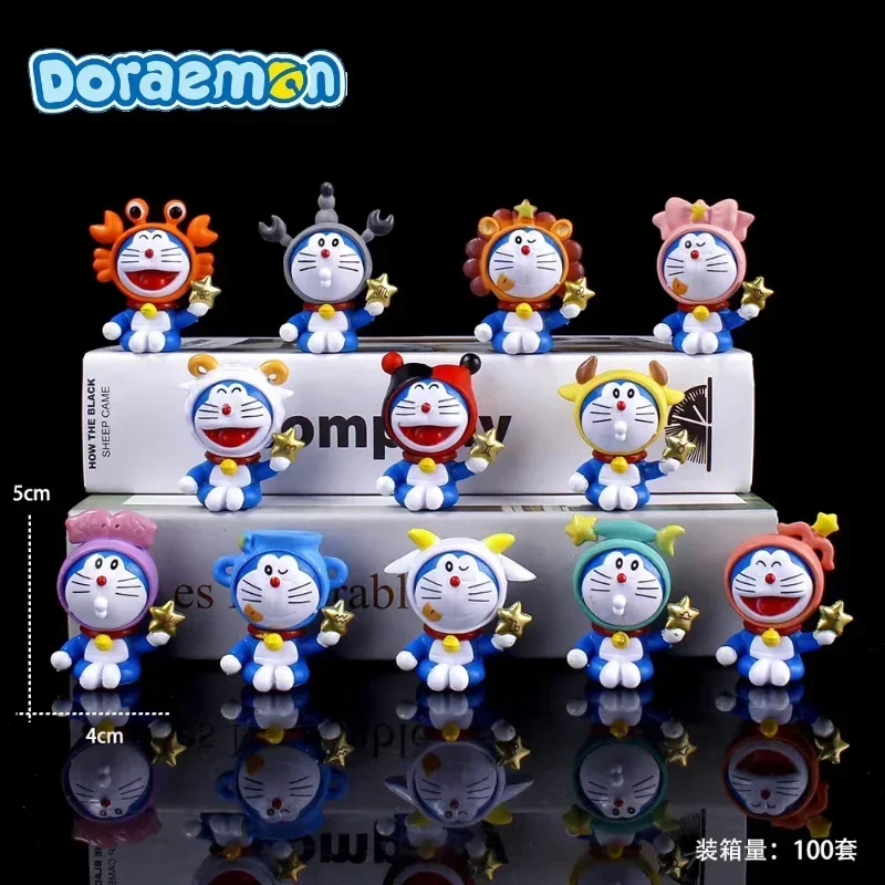 12pcs Doraemon Cartoon The Zodiac Doraemon Action Figure Cute Character Kawaii Anime Figure Pvc Model Toys Kids Birthday Gift