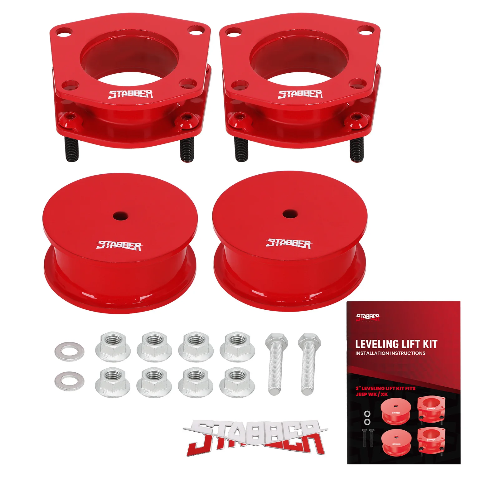 2" Full Suspension Lift Level Kit For Jeep Grand Cherokee WK Commander 05-10 Red