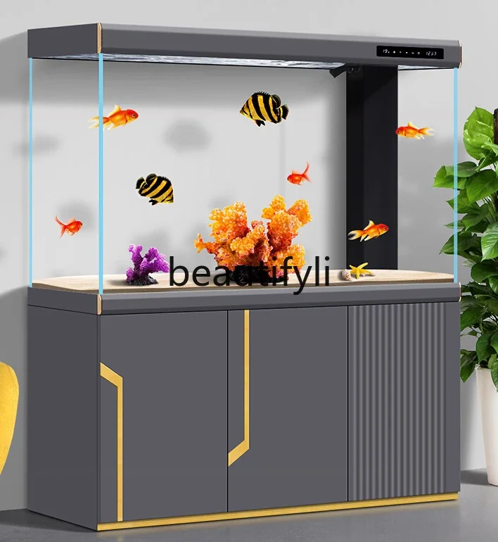 Fish tank living room light luxury large aquarium entrance partition intelligent ultra-white 2024 new model