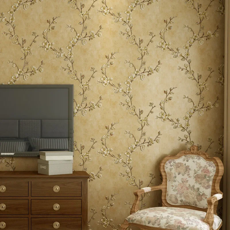 American Vintage Wallpaper 5M Bedroom Decor Living Room Decor 3D Self Adhesive Wallpaper Pastoral Style Flower Design Wallpaper