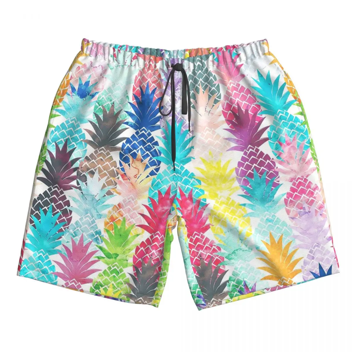 

Hawaiian Pineapple Pattern Tropical Watercolor Trunks Beach Board Shorts Casual Quick Dry Swim Summer Men Pants