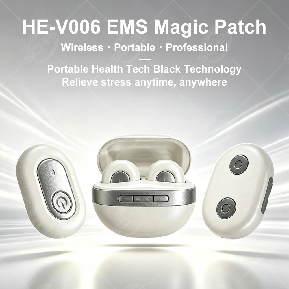 EMS Magic Patch Wireless Muscle Relaxer 4 Modes 12 Intensity Levels Charging Case 2 Electrode Pads Portable for Office Home Gym