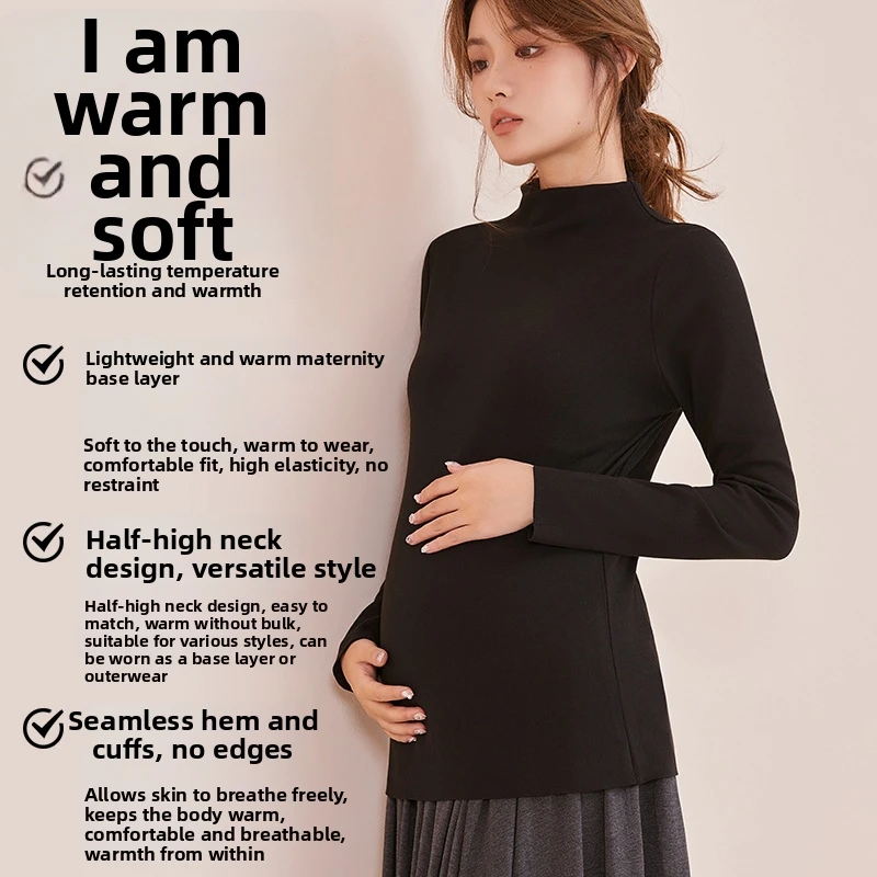 Seamless Maternity Nursing Thermal Long Sleeve Top Breathable Soft Casual Daily Wear Base Layer Stretchable Comfy