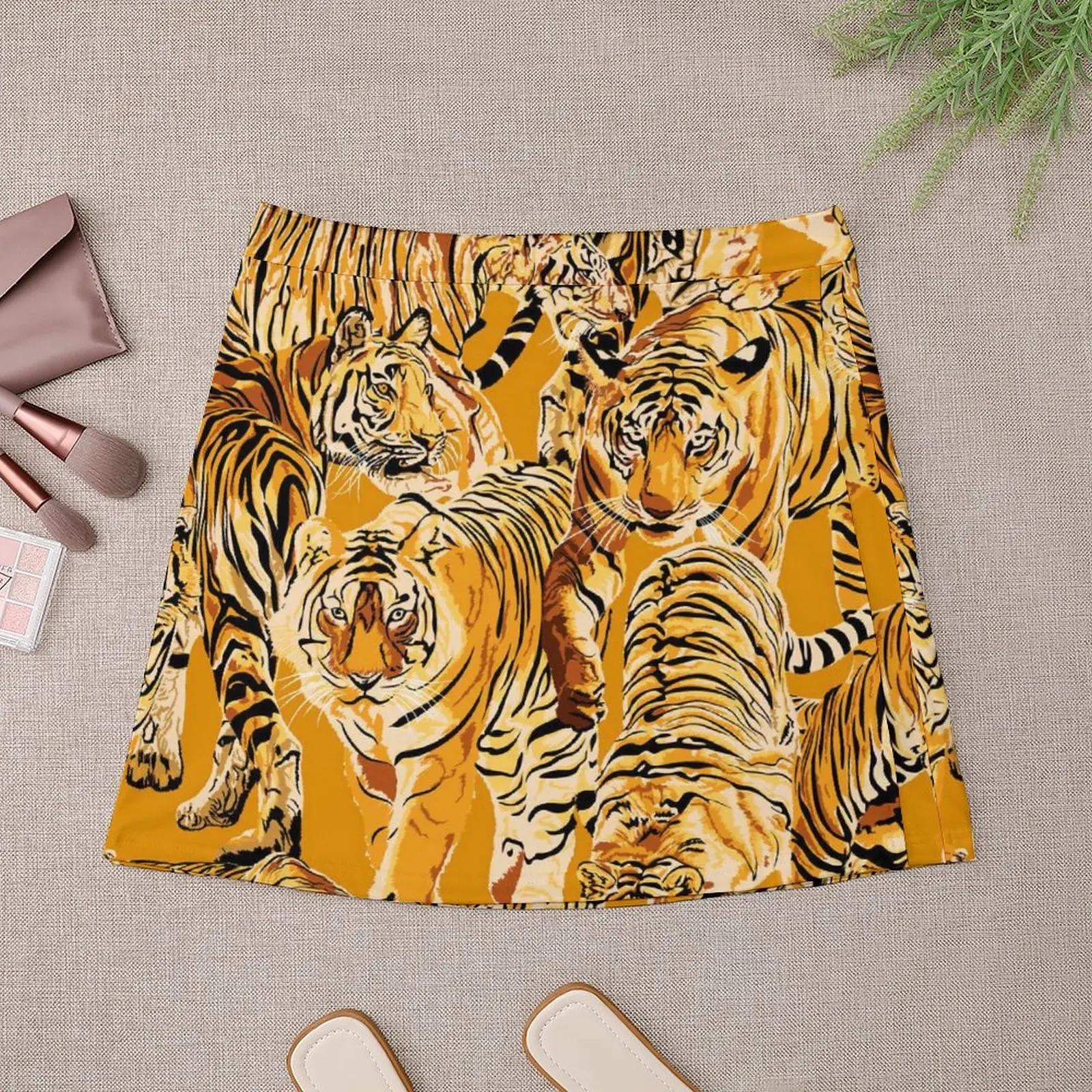 Many Tigers Skirt Women Wild Animals Pattern Modern Mini Skirts High Waist Print Korean Fashion Casual Skirt Big Size 3XL 4XL