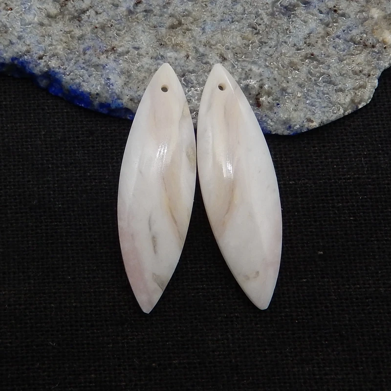 Natural Stone Marquise Shape Earrings For Women Handmade Pink Opal Statement Earrings Party Gifts DIY Jewelry 37x11x4mm 5g