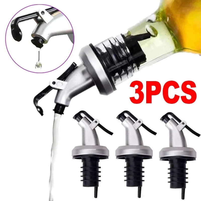 1/4pc Oil Bottle Stopper Rubber Lock Plug Seal Leak-proof Food Grade Plastic Nozzle Sprayer Liquor Dispenser Wine Pourer Barware