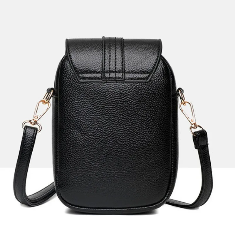 PU Leather Textured Women Bag Mobile Phone Bag 2023 New  Shoulder Messenger Bag Fashion All-Match Middle-Aged