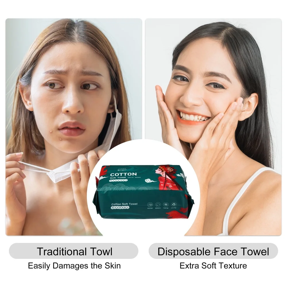 60pcs Disposable Face Towels Soft Cotton Facial Tissue Multi-Purpose Drying Wipes Makeup Remover Ultra Soft Cleaning Tissue