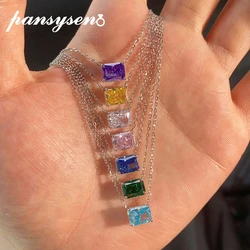 PANSYSEN Vintage 925 Sterling Silver 2CT Sapphire Emerald High Carbon Diamond Pendant Necklace Wedding Party Jewelry Wholesale