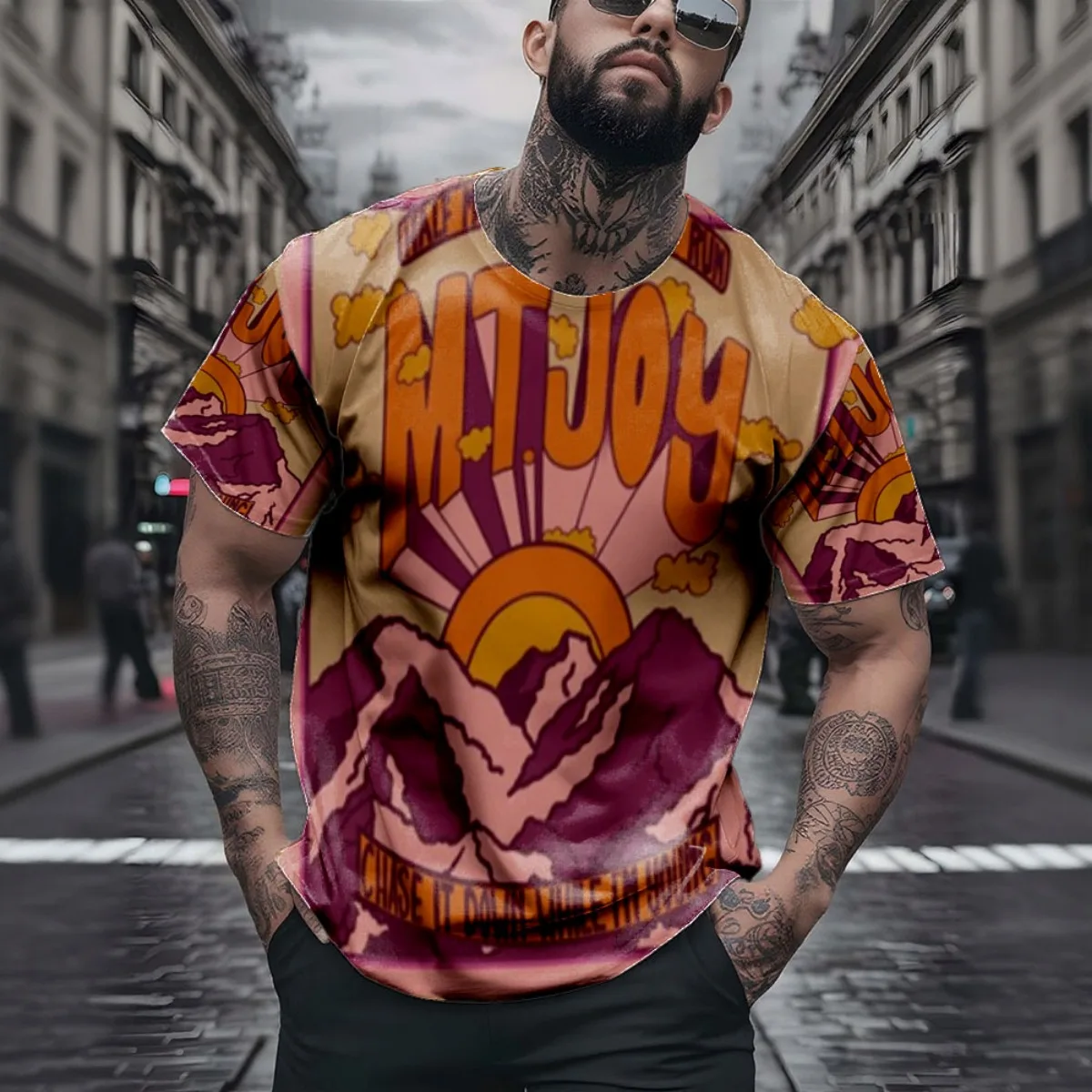 Mt. Joy PrintNew Arrival Fashion Men's Short Sve All-Over Print T-Shirt Unique All-Over Print Design for Stylish Daily Look