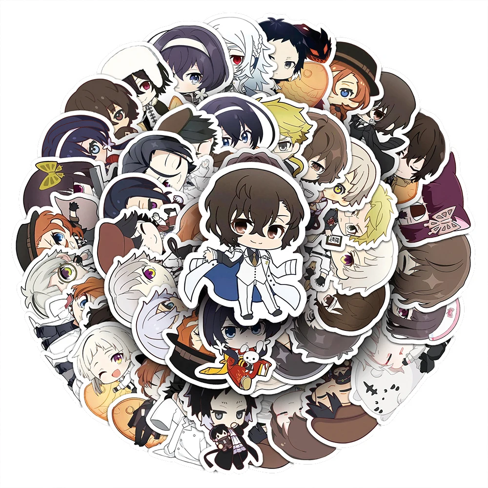 10/30/50 Stück Coole Bungo Stray Dogs Anime-Aufkleber Wasserdichte Graffiti-Aufkleber für Handyhüllen, Gepäck, Q-Version Manga-Aufkleber, Spielzeug, Geschenke