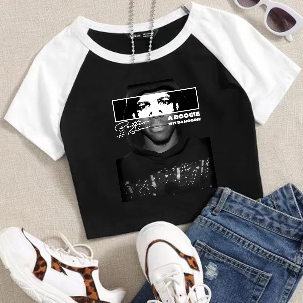 A Boogie Wit A Hoodie Better Off Alone Streetswear O-Neck Navel exposed shirt Fans Gift