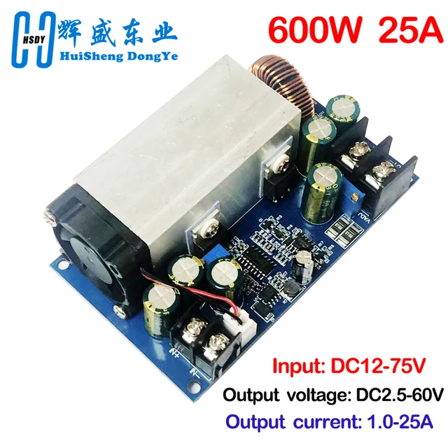 DC12-75V 600W 25A DC-DC Buck Stałe napięcie Przetwornica prądu stałego Regulator Buck Regulowany moduł mocy