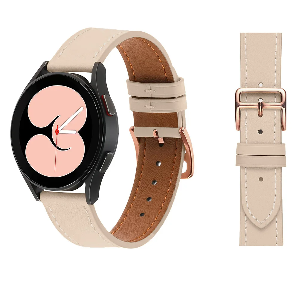 Lederen band voor Samsung Galaxy Watch 6 Classic 43 mm 47 mm / 5 Pro / Galaxy Watch 6 5 4 40 mm 44 mm roségouden gesp