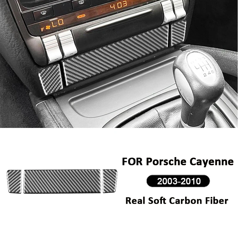 

For Porsche Cayenne 2003-2010 Carbon Fiber Car Central Console Ashtray Panel Trim Cover Decoration Sticker Interior Accessories