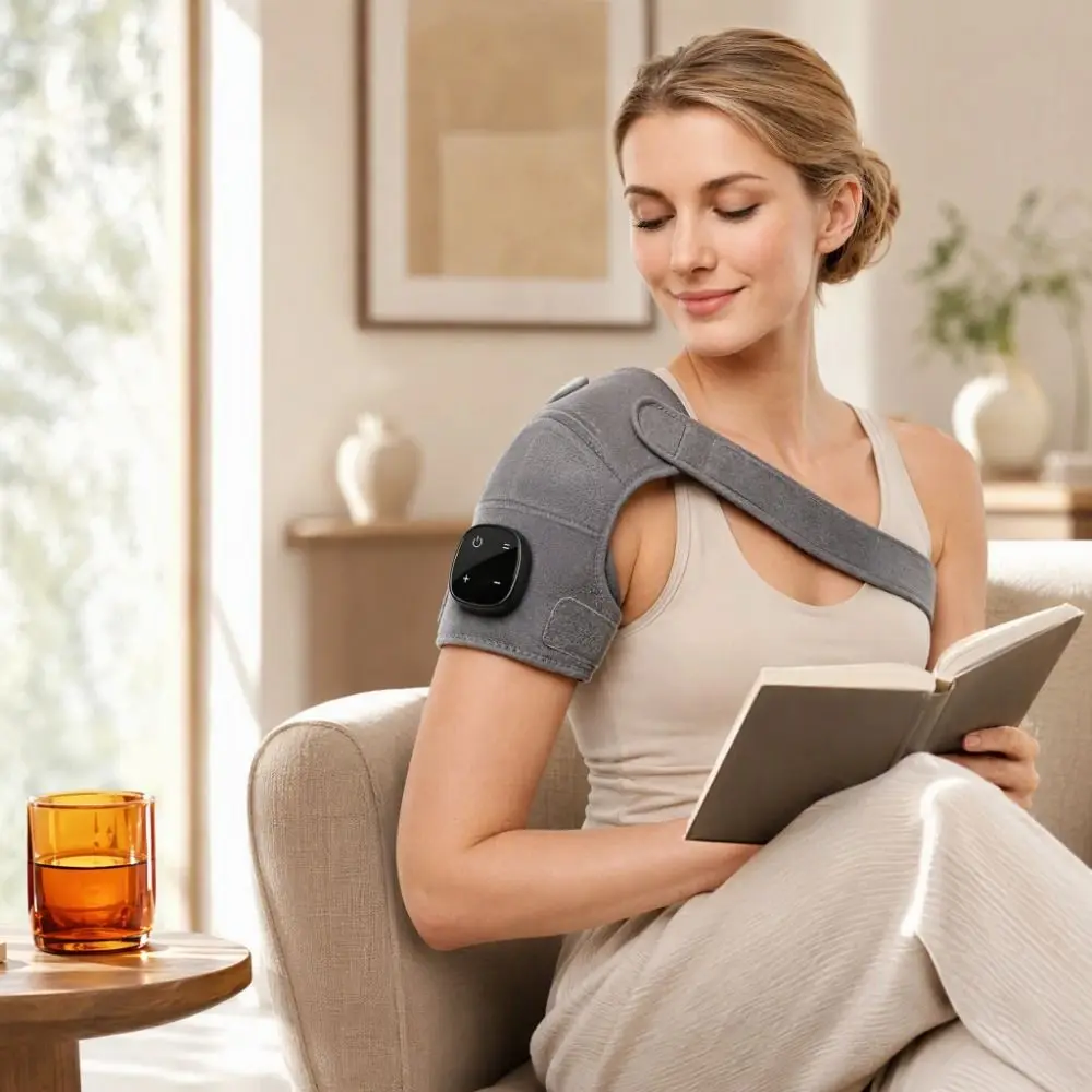 Vibration Massage Electric Shoulder Massager Support Belt Infrared Device Knee Massager Triple Care Hot Compress