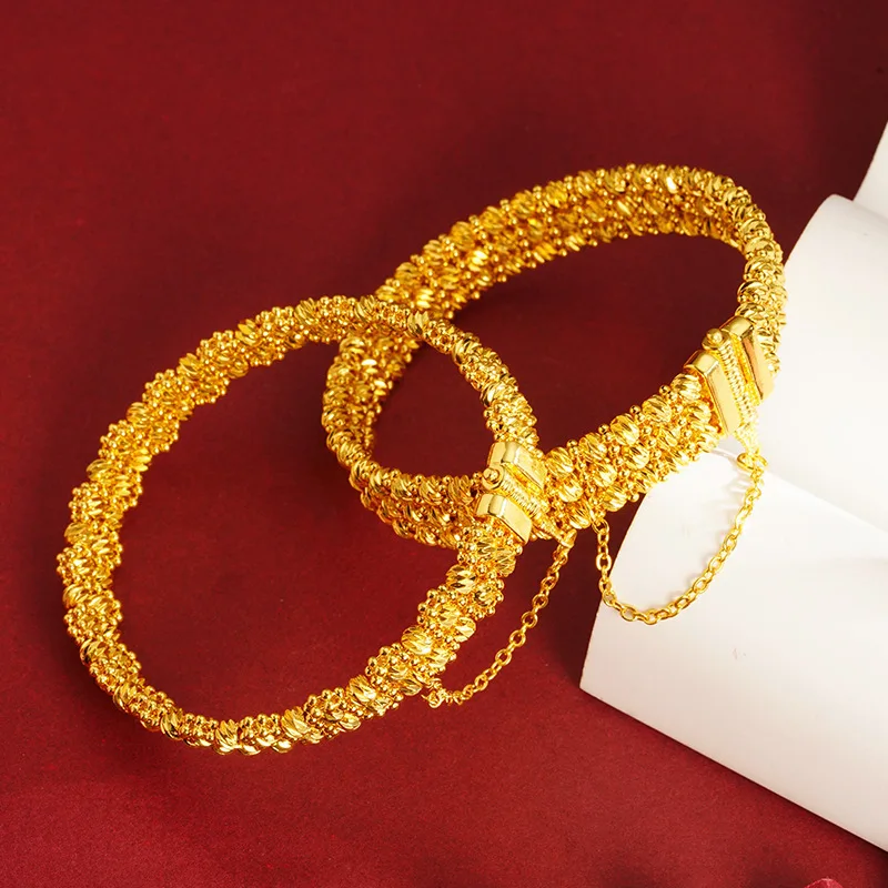 

Luxury 24K 9999 Pure Gold real gold Women's beads disco bracelet multi-layer bracelet