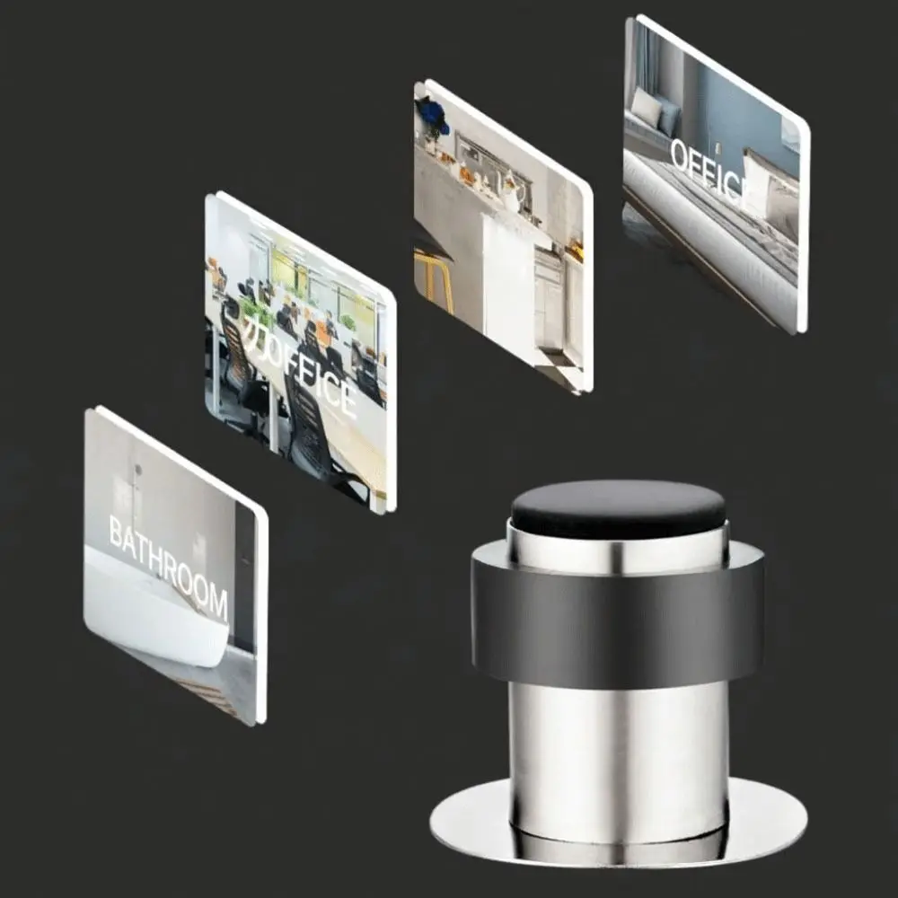 Protection Rubber Door Stopper Durable Stainless Steel Door Protective Pad Round Gaskets Wall Protector Floor Door Stop