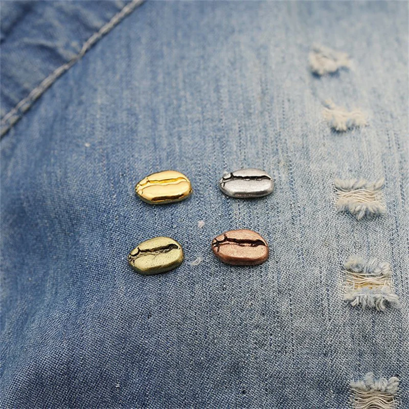 4 Color Metal Coffee Bean Brooches Vintage Coffee Bea Pins Backpack Lapel Pin Badge Punk Coffee Aficionados Jewelry Barista Gift