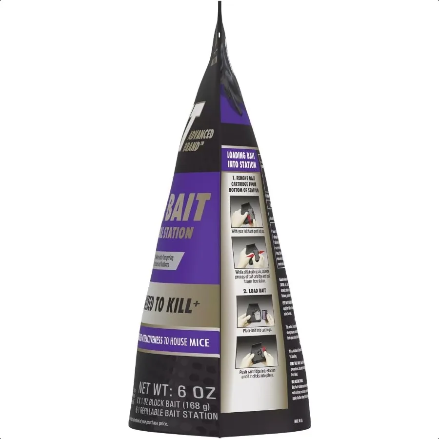 Advanced Brand Mouse Bait with Refillable Station Indoor and Outdoor Use 1 Station and 6 Poison Block Refills