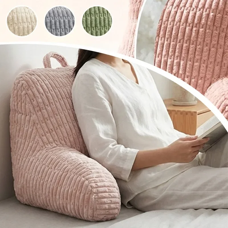 Velvet Reading Backrest Pillow, Ergonomic Bed Rest Cushion with Arms, Support Pillow for Reading, Gaming Relaxing in Bedroom