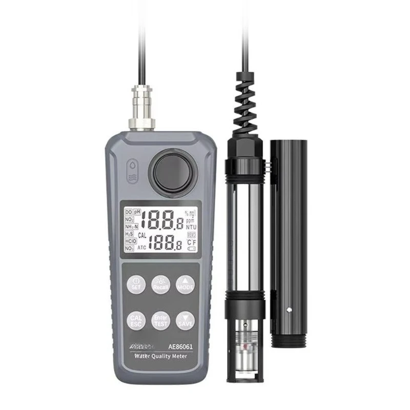 AE86061 Water Quality Tester Meter PH Dissolved Oxygen Nitrite Nitrogen Detector Temperature PH Meter for Aquatic Environment