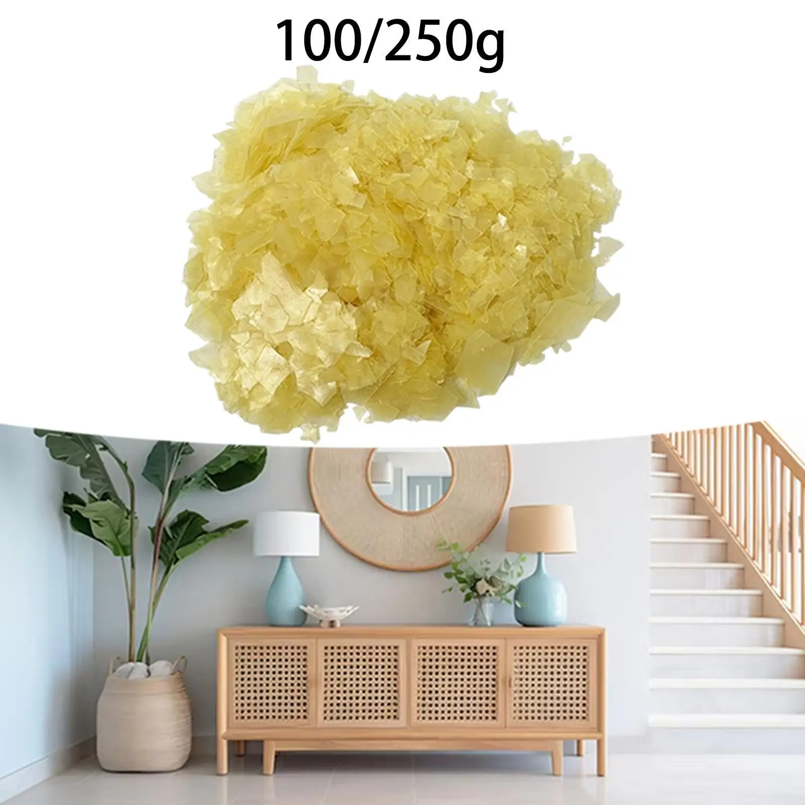 

Шеллак в хлопьях, блонд-оттенок, для домашней покраски, декоративных работ по дереву и реставрации поверхностей домашней мебели