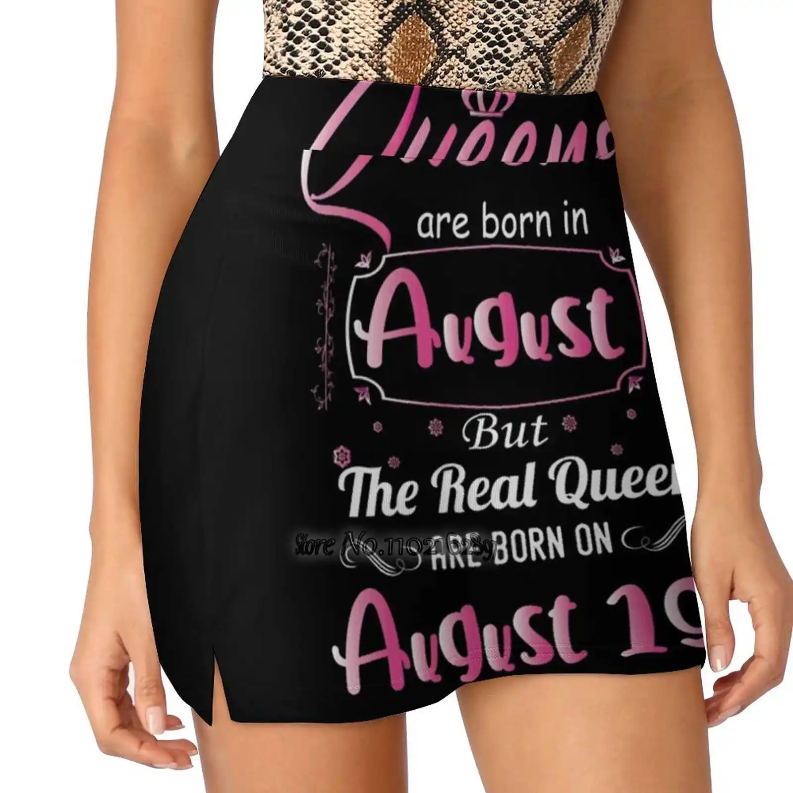 

Queens Are Born In August - August Birthday Gift - August Trending Fashion Skirt Summer Printed Women Sport Skirts Double-Layer