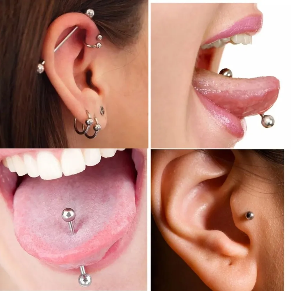 1PC Internally Threaded Titanium Tongue Piercing Earring Industrial Barbell Nipple Ring Cartilage Pircing Body Jewelry Women