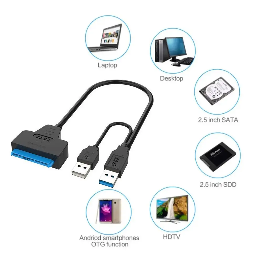 

2023 New USB 3.0 2.0 SATA 3 Cable Sata To USB 3.0 Adapter HDD III 2.5/3.5 Support Drive Up SSD External Hard Inch Sata Cabl S6O9