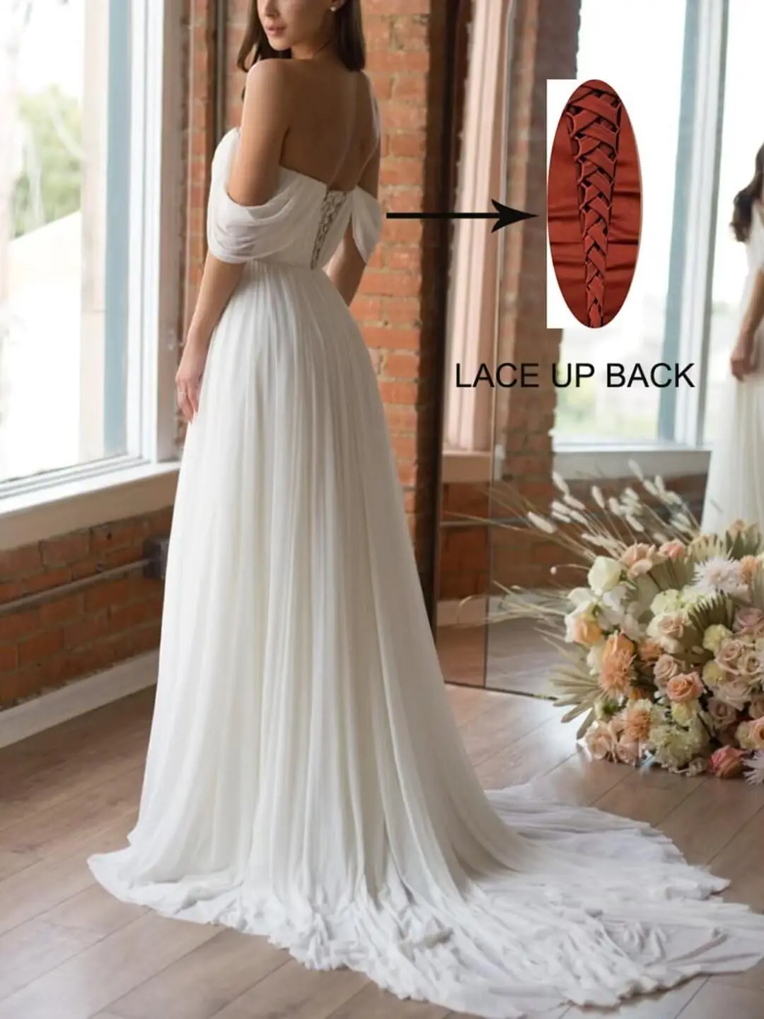 فساتين زفاف شيفون بدون أكتاف للنساء للعروس فستان زفاف بسيط على شاطئ بوهو